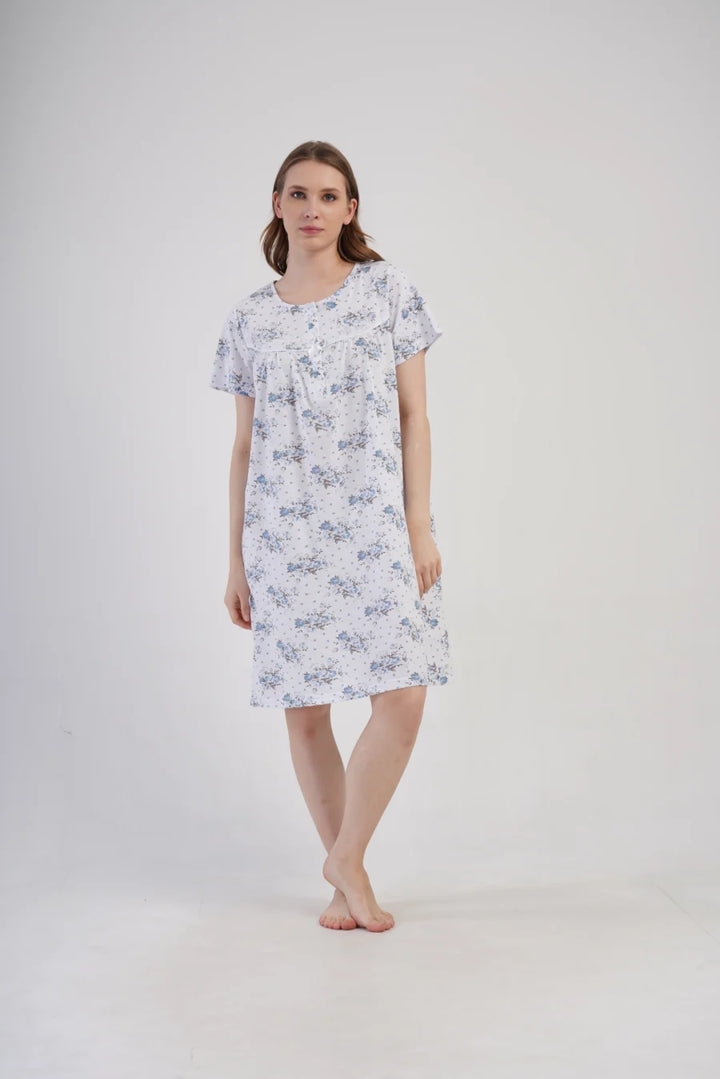 Koszula Nocna Vienetta Blue Garden, Biały, r. 1XL - 4XL