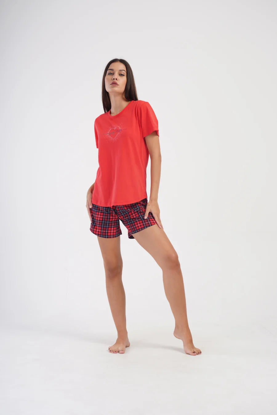 Piżama Damska Vienetta Enjoy Life, Czerwony, r. 1XL-4XL