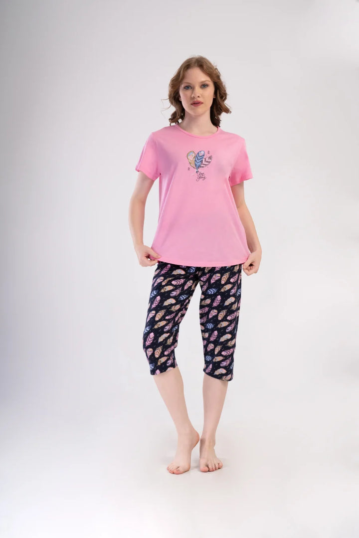 Piżama Damska Vienetta Feather Dreams, Fioletowy, r. 1XL-4XL