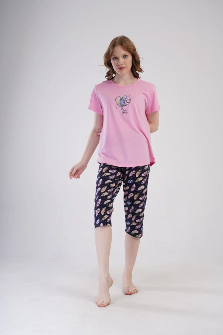 Piżama Damska Vienetta Feather Dreams, Fioletowy, r. 1XL-4XL