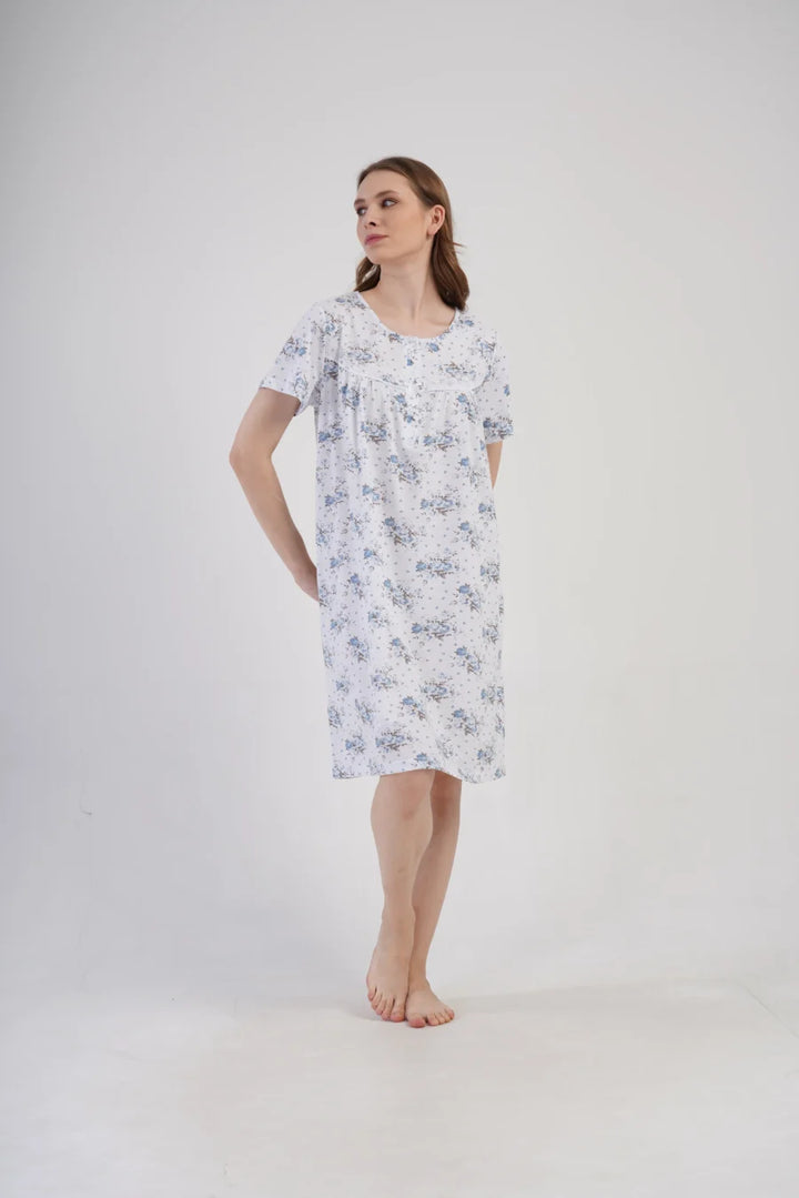 Koszula Nocna Vienetta Blue Garden, Biały, r. 1XL - 4XL