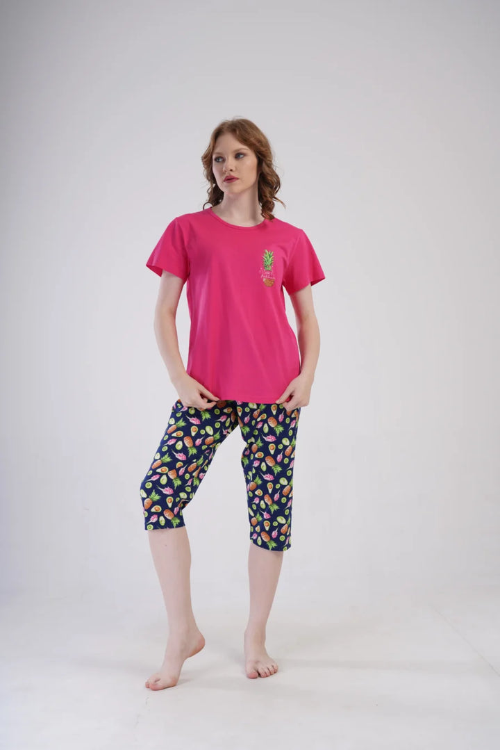 Piżama Damska Vienetta Summer time, Różowy, r. 5XL-7XL