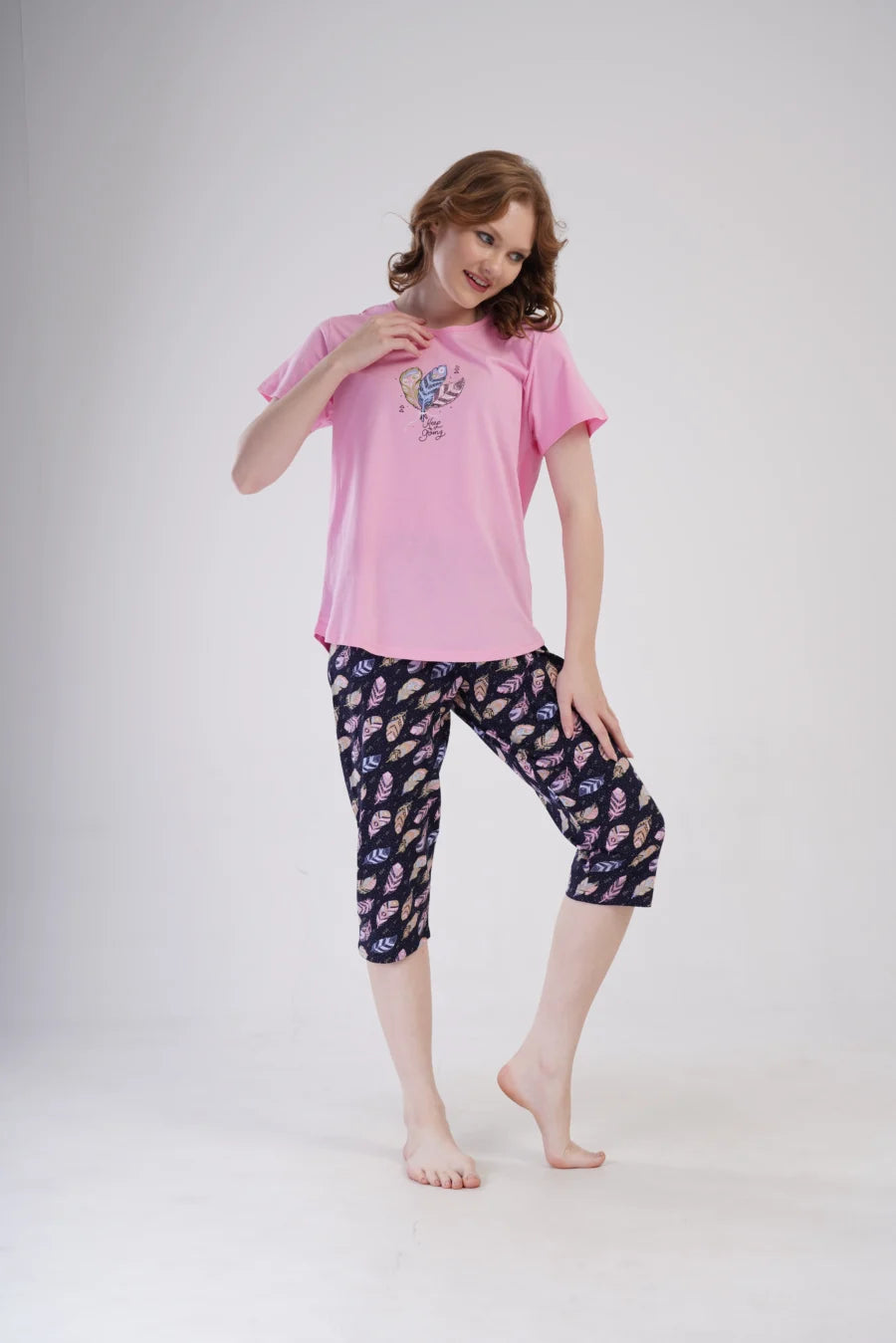 Piżama Damska Vienetta Feather Dreams, Fioletowy, r. 1XL-4XL