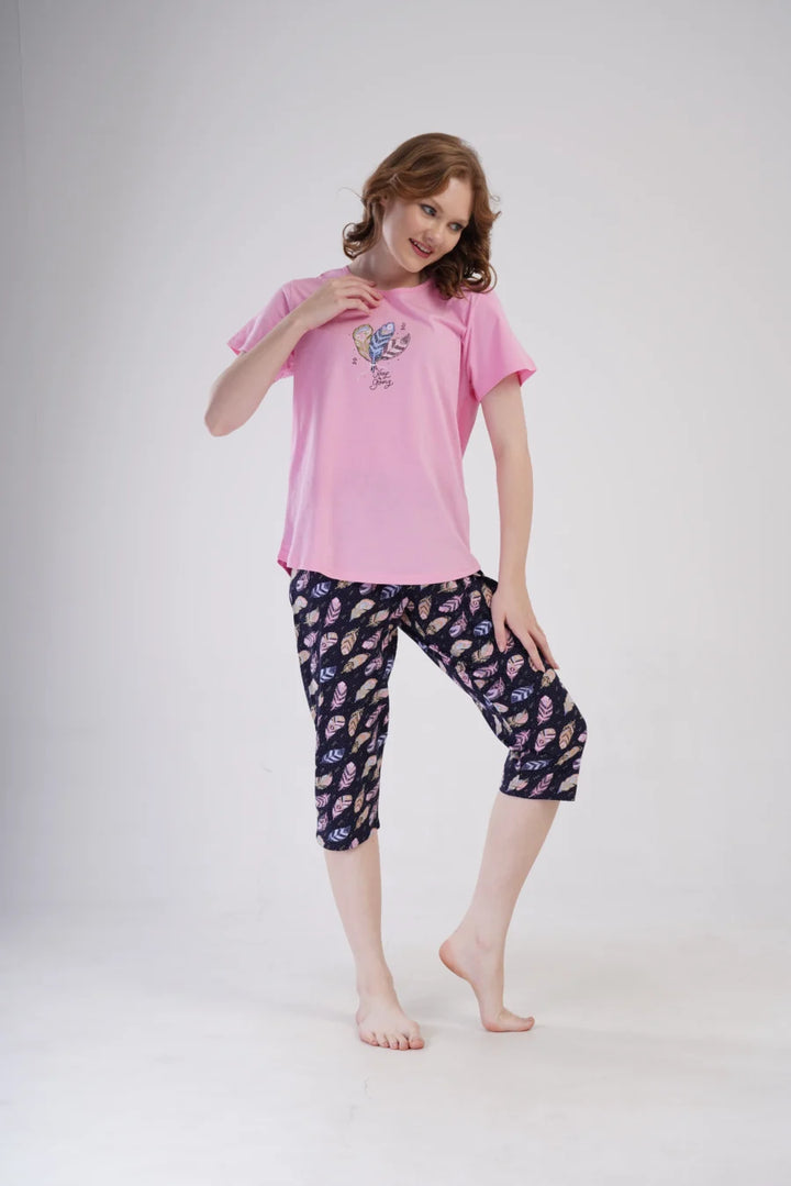 Piżama Damska Vienetta Feather Dreams, Fioletowy, r. 1XL-4XL