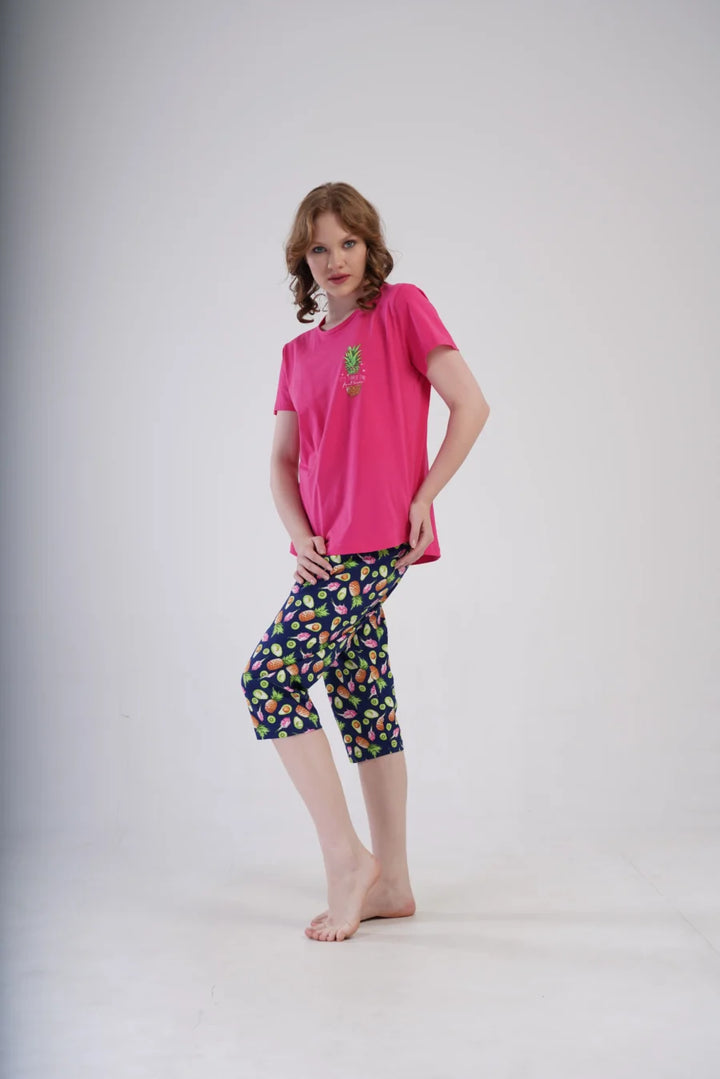 Piżama Damska Vienetta Summer time, Różowy, r. 5XL-7XL