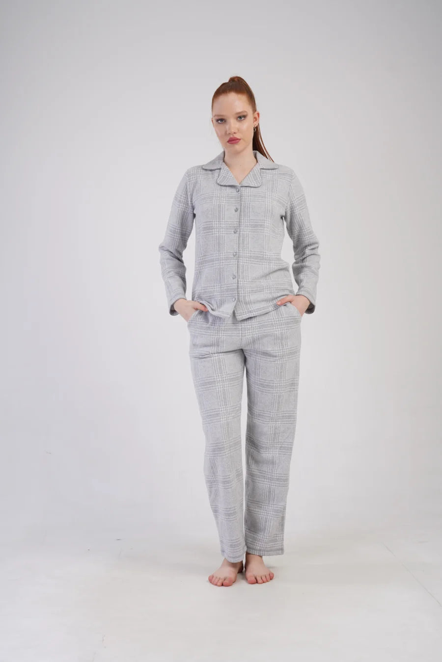 Piżama Damska Vienetta Grey Elegance, Szary, r. M-XXL