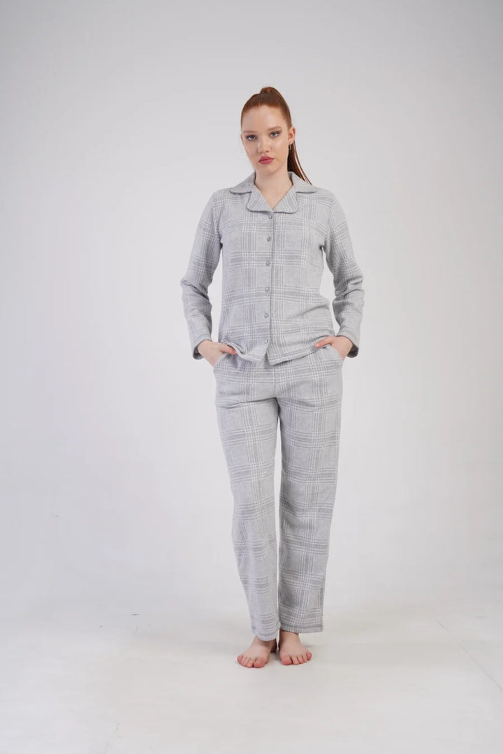 Piżama Damska Vienetta Grey Elegance, Szary, r. M-XXL