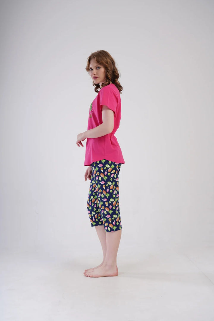 Piżama Damska Vienetta Summer time, Różowy, r. 5XL-7XL