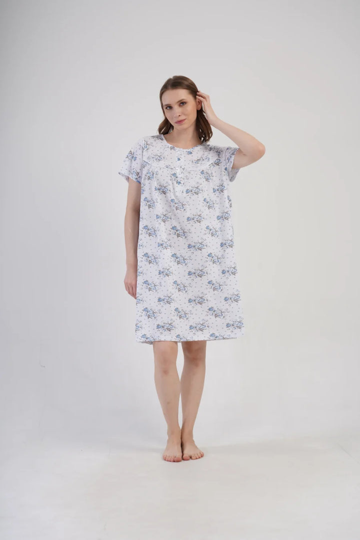 Koszula Nocna Vienetta Blue Garden, Biały, r. 1XL - 4XL