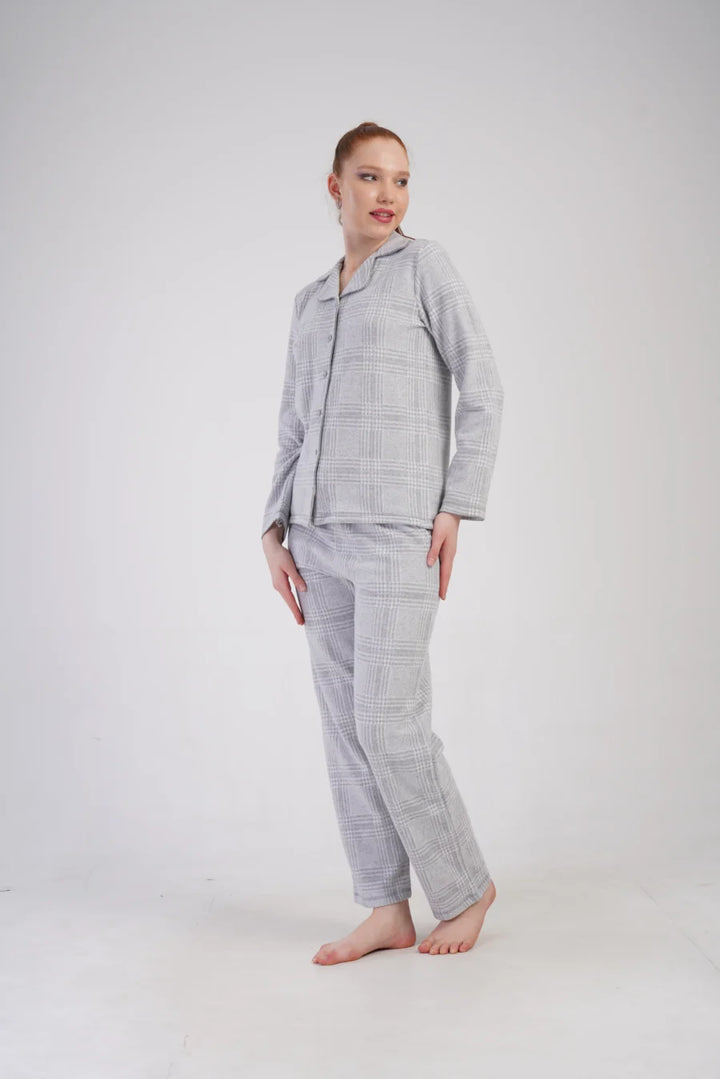 Piżama Damska Vienetta Grey Elegance, Szary, r. M-XXL