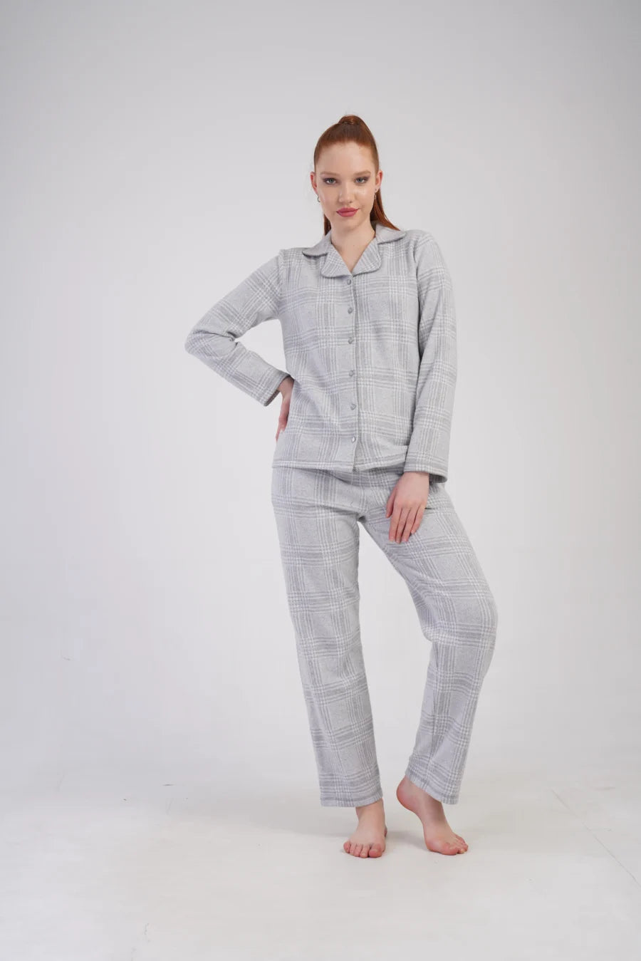 Piżama Damska Vienetta Grey Elegance, Szary, r. M-XXL