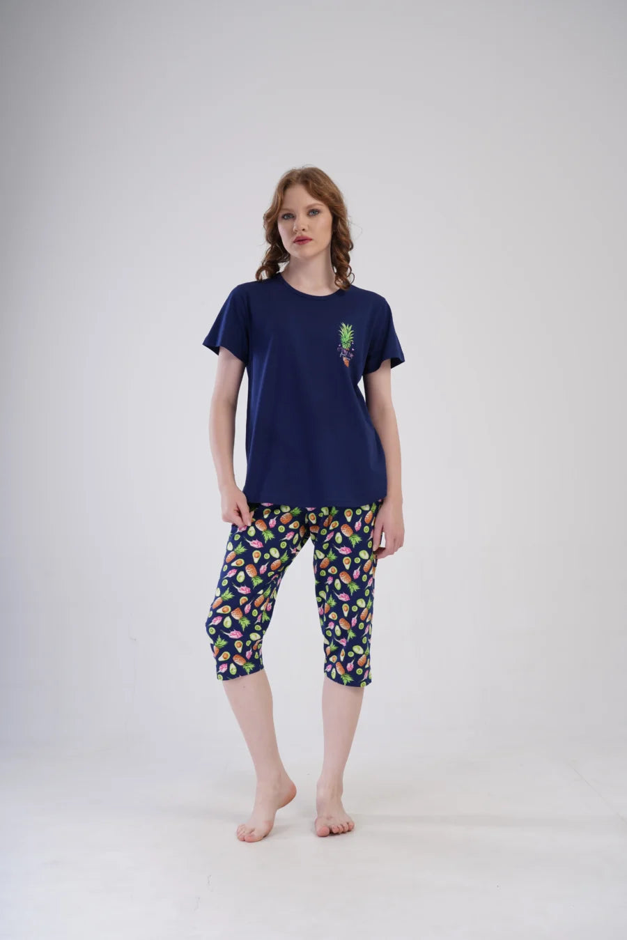 Piżama Damska Vienetta Summer time, Granatowy, r. 5XL-7XL