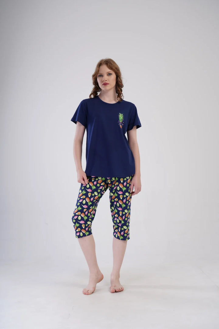 Piżama Damska Vienetta Summer time, Granatowy, r. 5XL-7XL