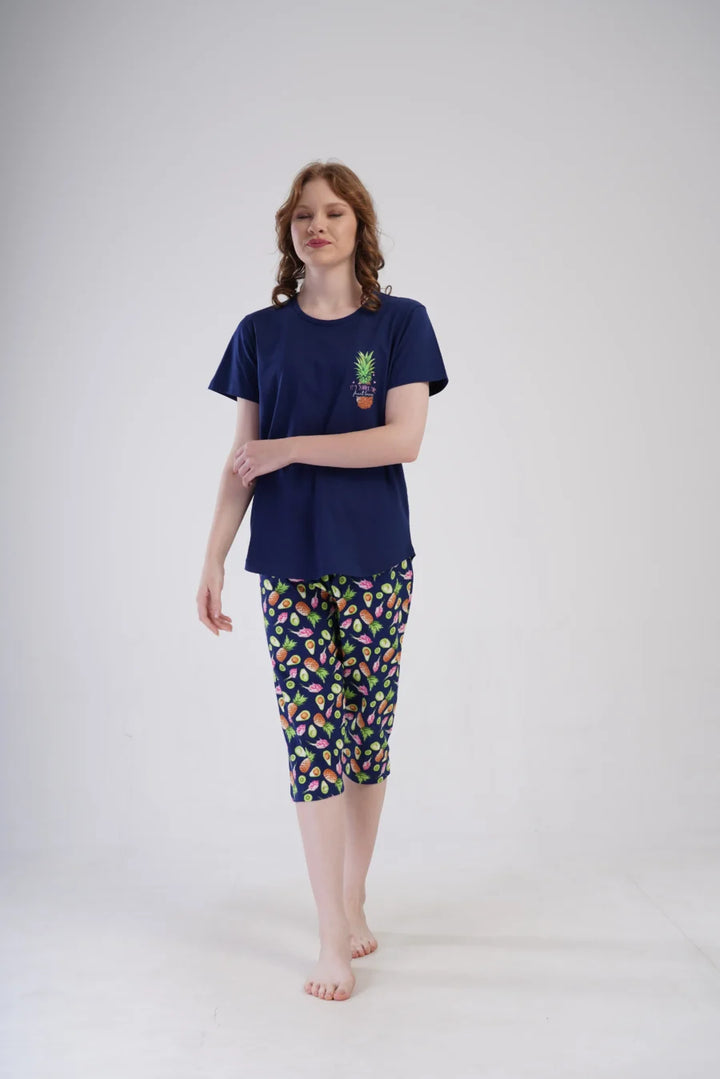 Piżama Damska Vienetta Summer time, Granatowy, r. 5XL-7XL