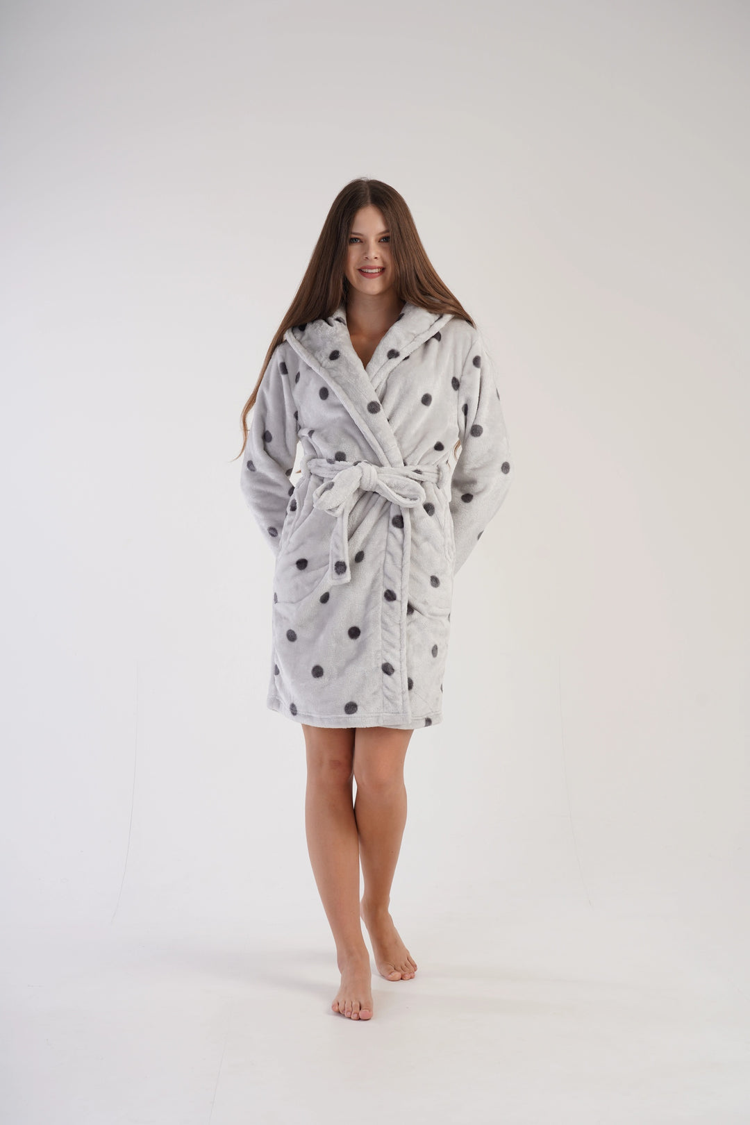 Szlafrok damski Vienetta Fuzzy Dream, szary, r. S-XL