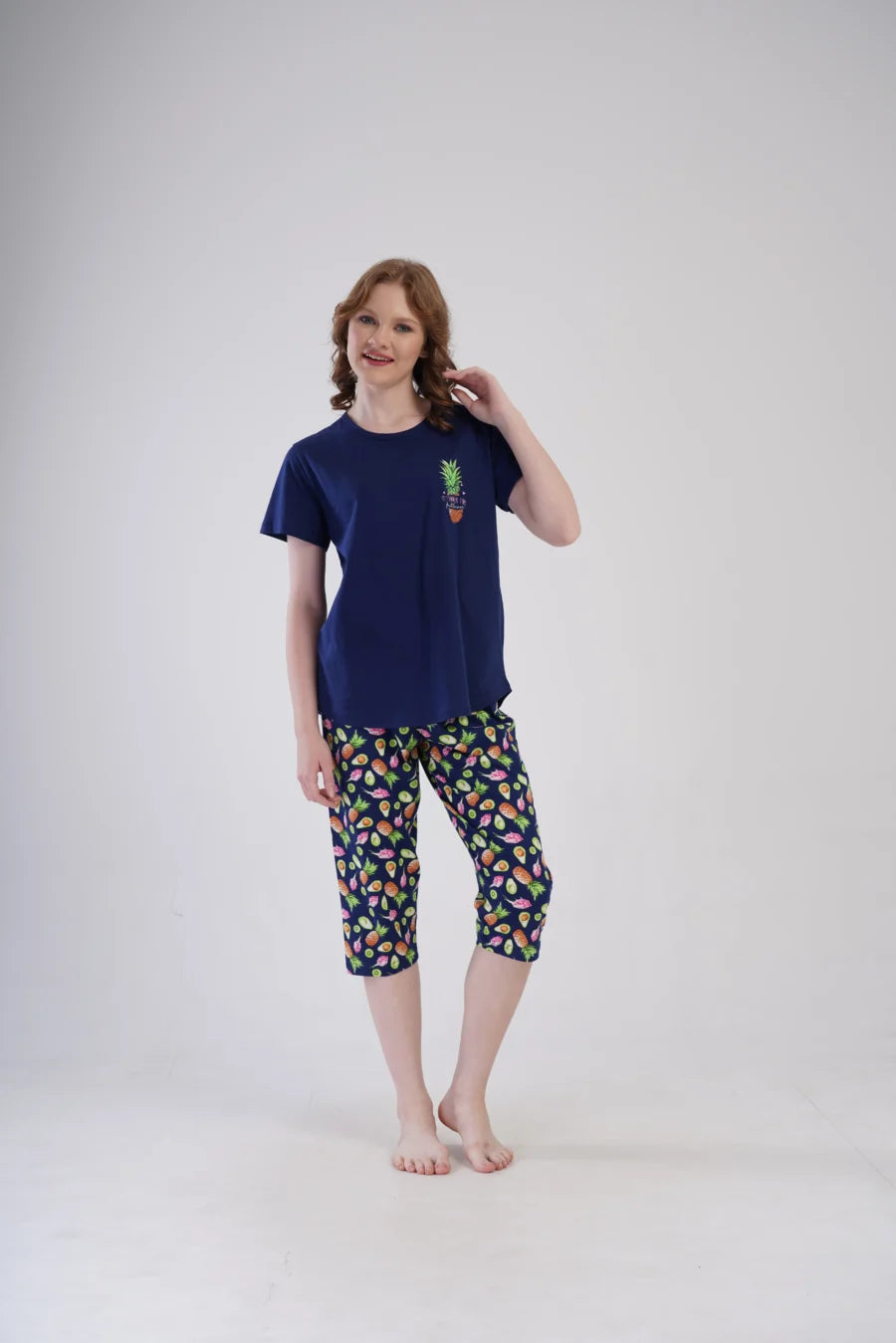 Piżama Damska Vienetta Summer time, Granatowy, r. 5XL-7XL