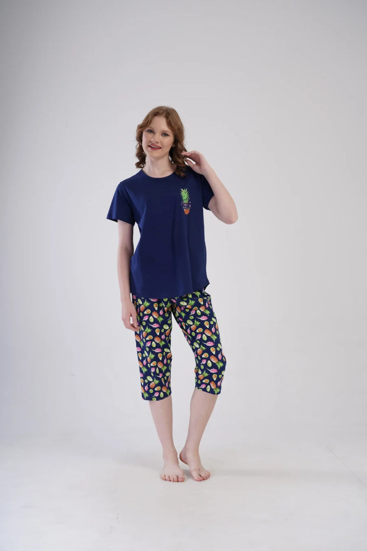 Piżama Damska Vienetta Summer time, Granatowy, r. 5XL-7XL