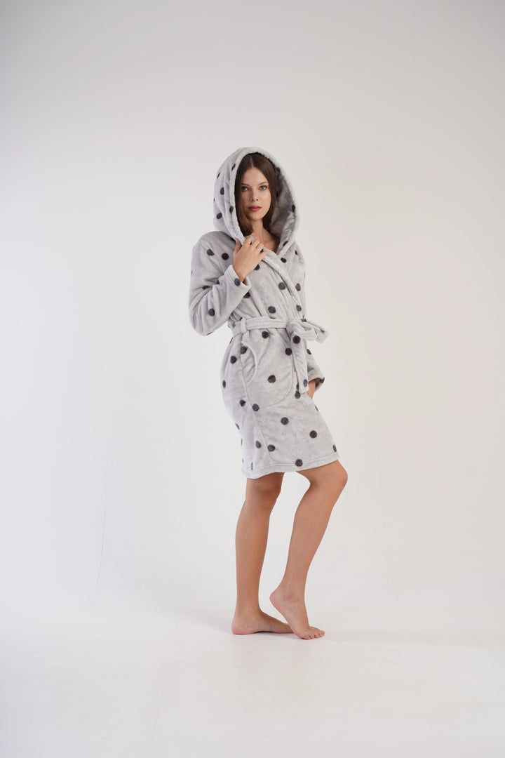 Szlafrok damski Vienetta Fuzzy Dream, szary, r. S-XL