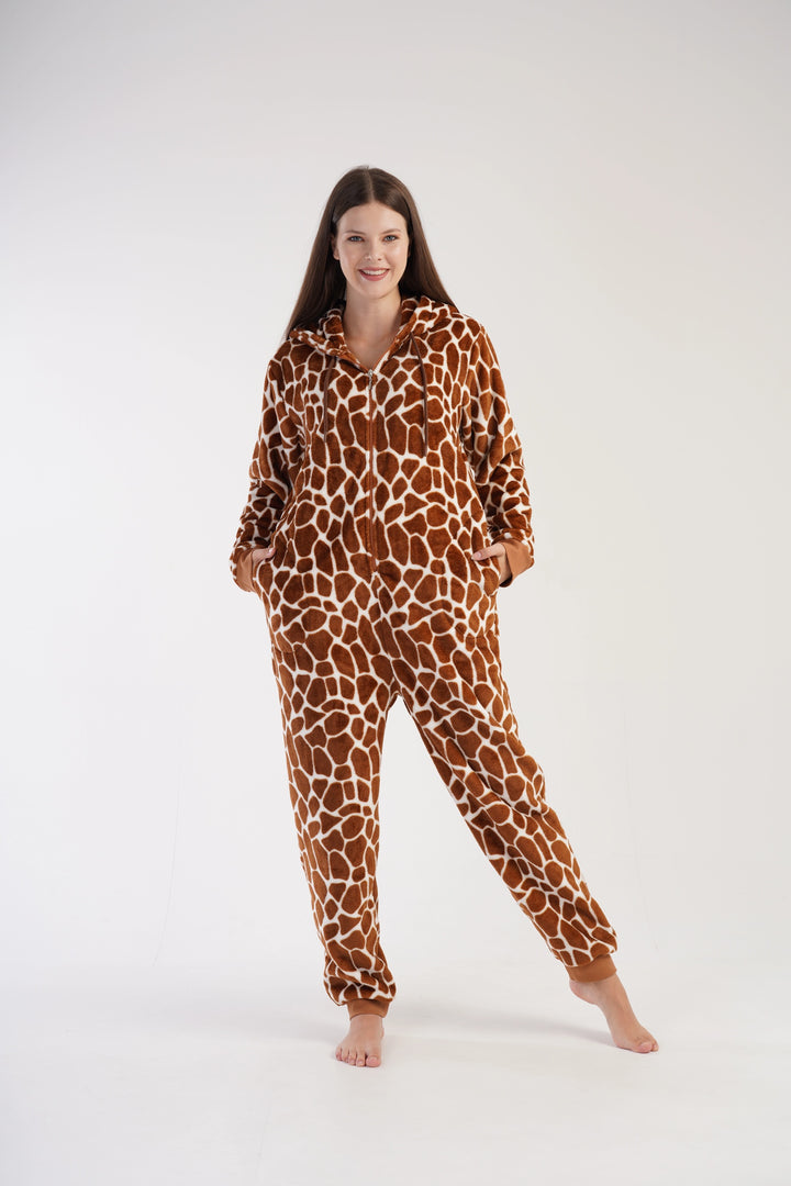 Kombinezon damski Vienetta Classic Giraffe One-piece, brązowy, r. S-XL