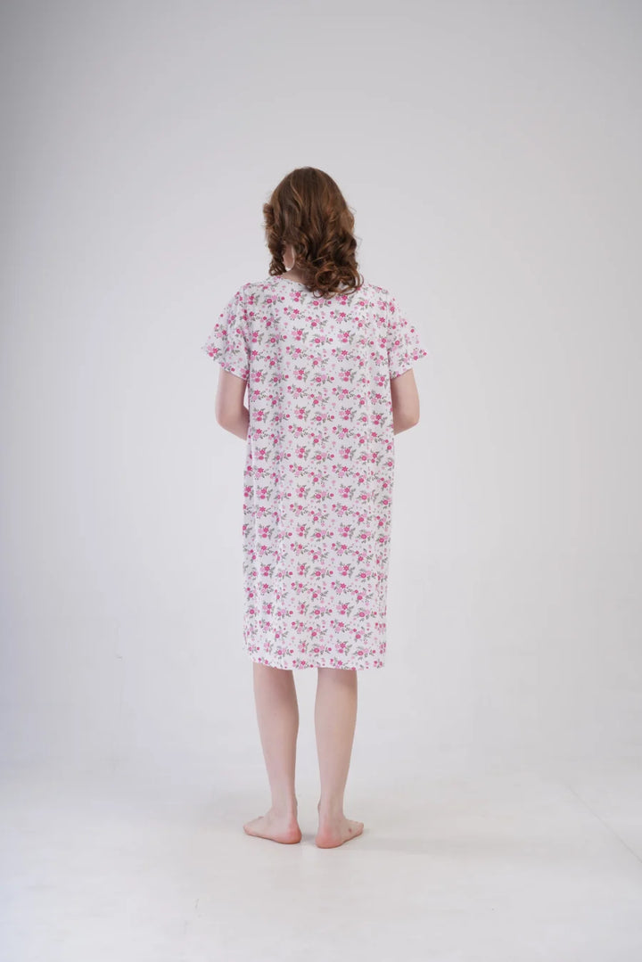 Koszula Nocna Vienetta Floral Night, Biało - Różowa , r. M-XXL