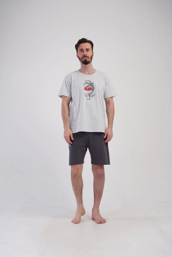 Piżama Męska Vienetta Shark, Szary, r. 1XL-4XL