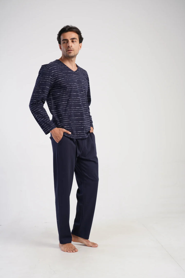 Piżama Męska Vienetta Night Set, Granatowy, r. M-XXL