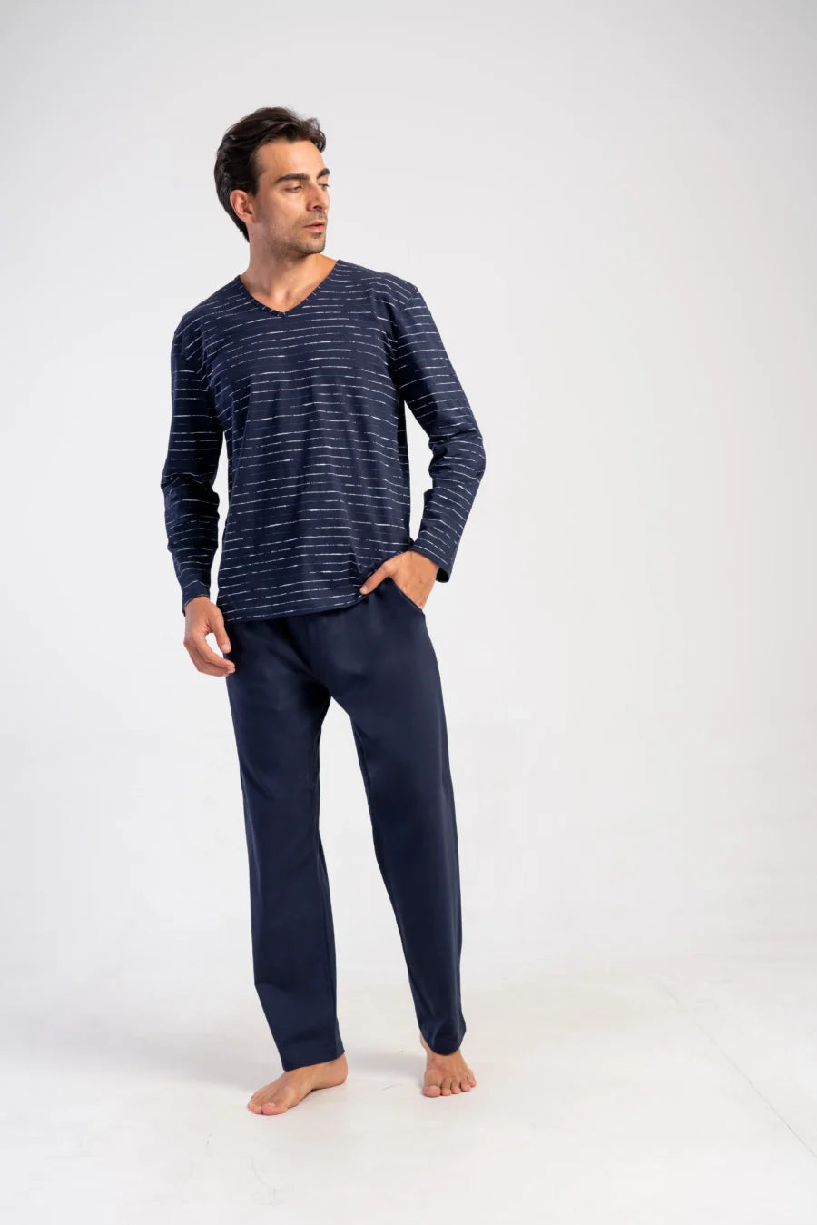 Piżama Męska Vienetta Night Set, Granatowy, r. M-XXL