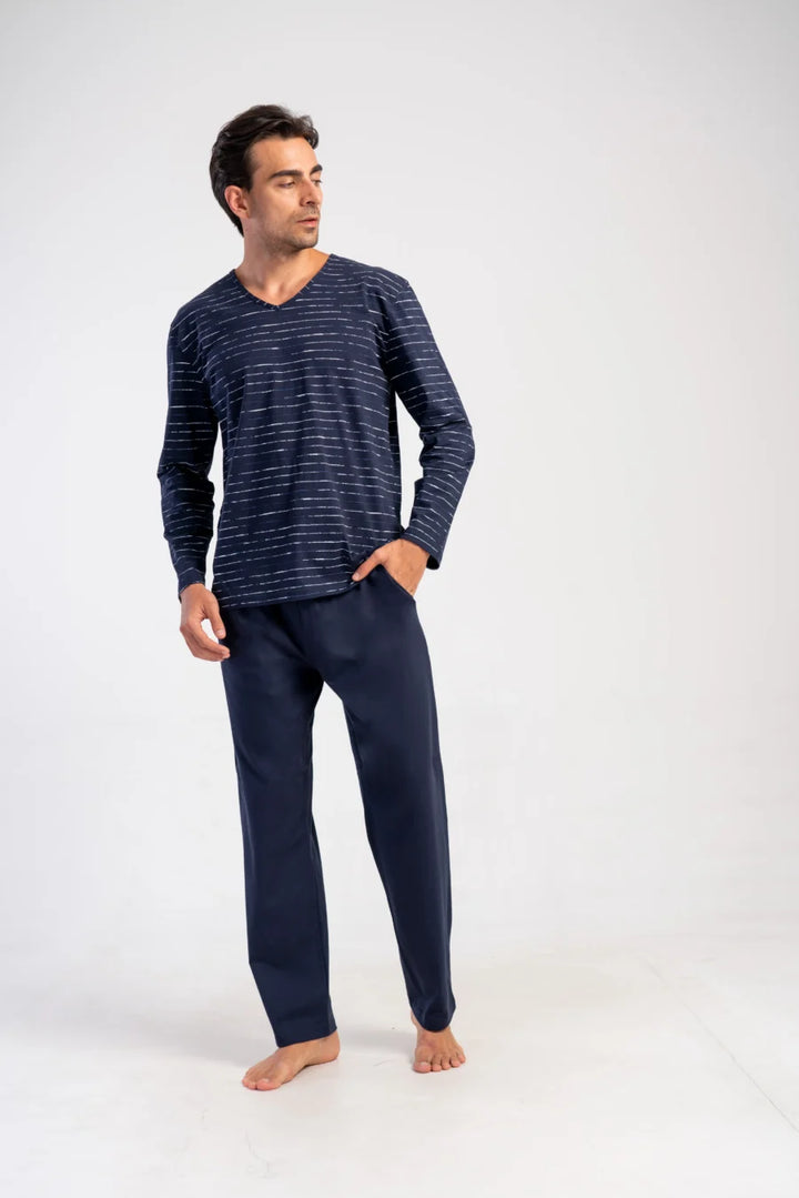 Piżama Męska Vienetta Night Set, Granatowy, r. M-XXL