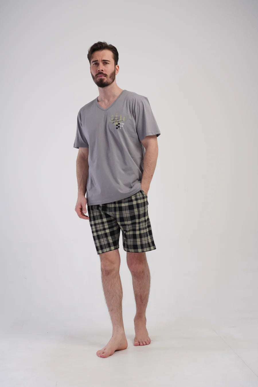 Piżama Męska Vienetta Chess player, Szara, r. 1XL-4XL