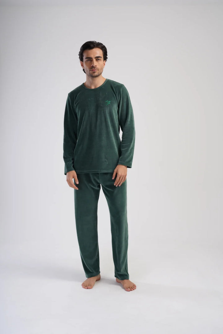 Piżama Męska Vienetta Velour Comfort, Zielony, r. M-XXL