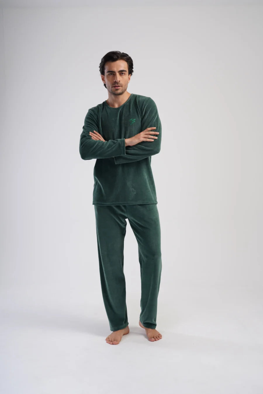 Piżama Męska Vienetta Velour Comfort, Zielony, r. M-XXL