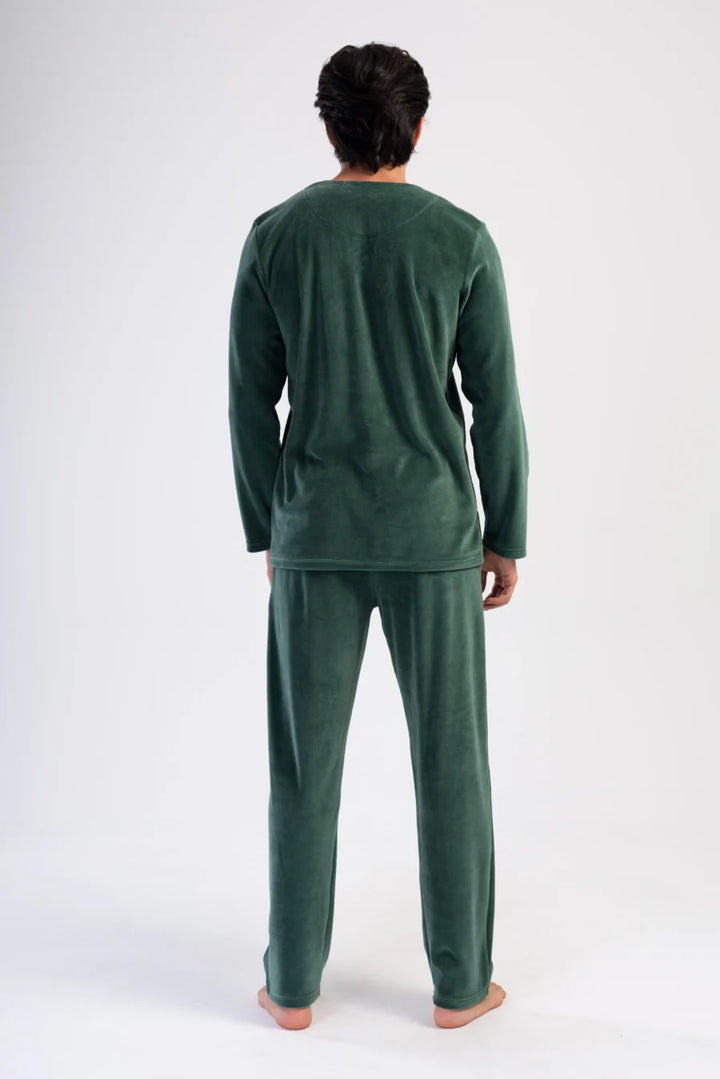 Piżama Męska Vienetta Velour Comfort, Zielony, r. M-XXL