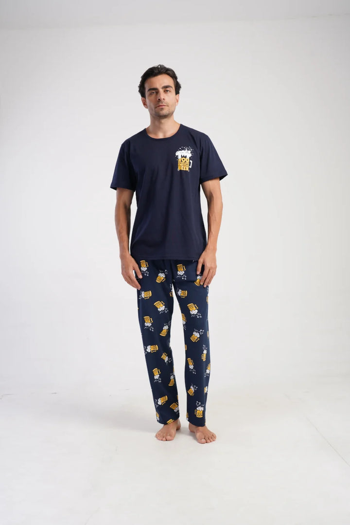 Piżama Męska Vienetta Beer Chill, Granatowy, r. M-XXL