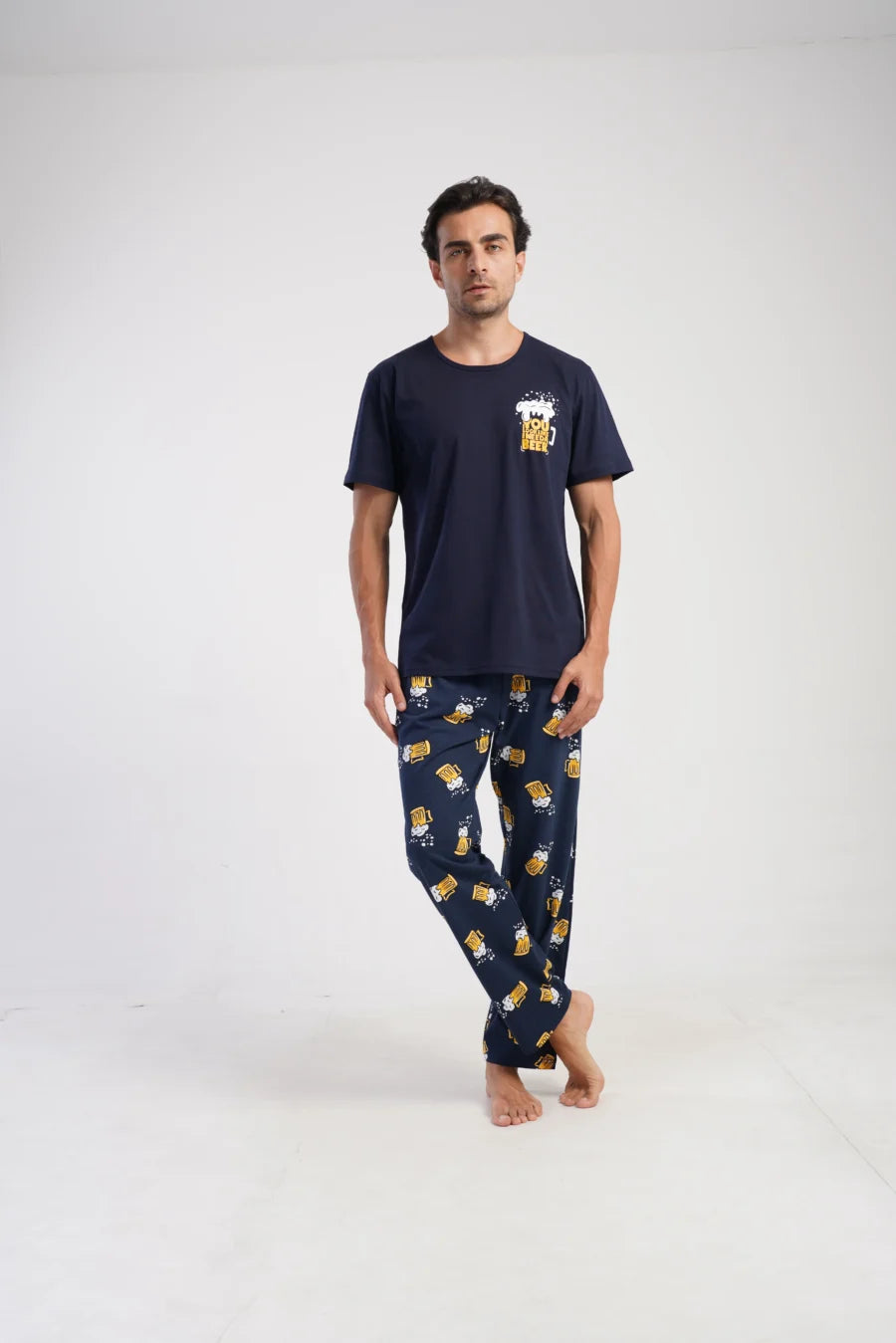 Piżama Męska Vienetta Beer Chill, Granatowy, r. M-XXL