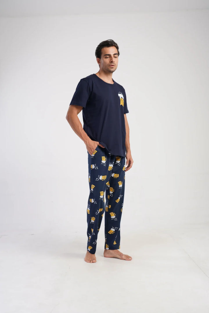 Piżama Męska Vienetta Beer Chill, Granatowy, r. M-XXL