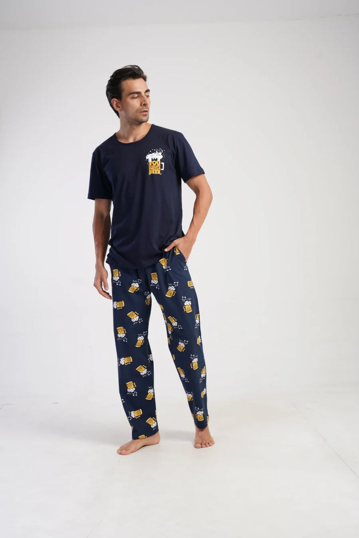 Piżama Męska Vienetta Beer Chill, Granatowy, r. M-XXL
