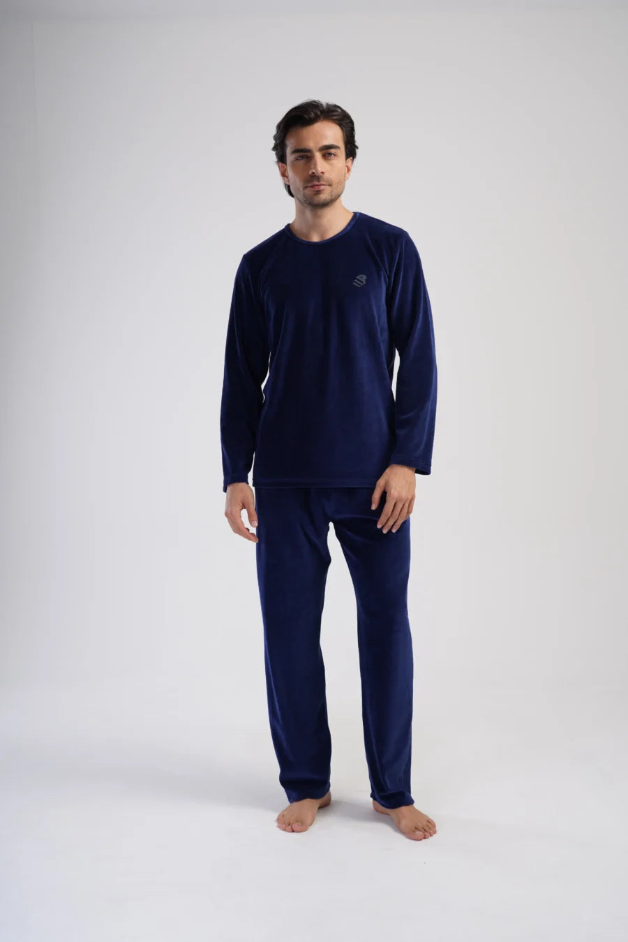 Piżama Męska Vienetta Velour Navy, Granatowy, r. M-XXL