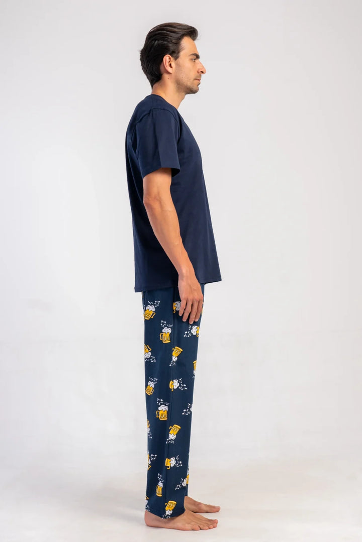 Piżama Męska Vienetta Beer Chill, Granatowy, r. M-XXL