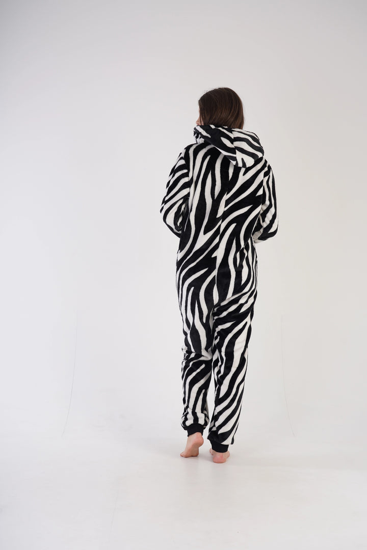 Kombinezon damski Vienetta Comfy Zebra, czarno-biały, r. S-XL