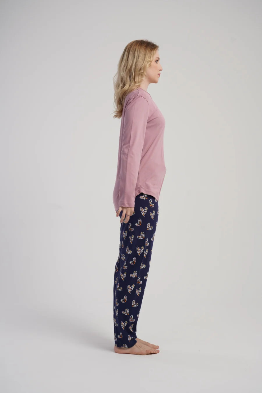 Piżama Damska Vienetta Winter Hearts, Różowy, r. S-XL