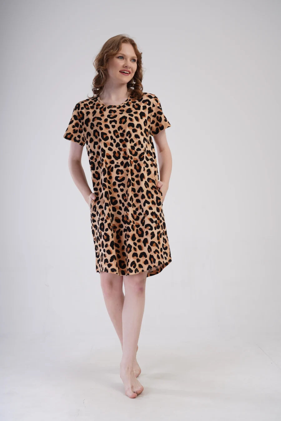 Koszula Nocna Damska Vienetta, Wild Comfort, Brązowy, r. 5XL - 7XL