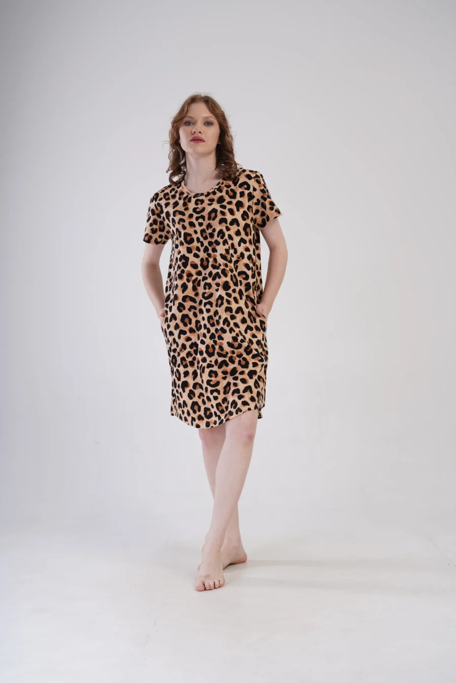 Koszula Nocna Damska Vienetta, Wild Comfort, Brązowy, r. 5XL - 7XL