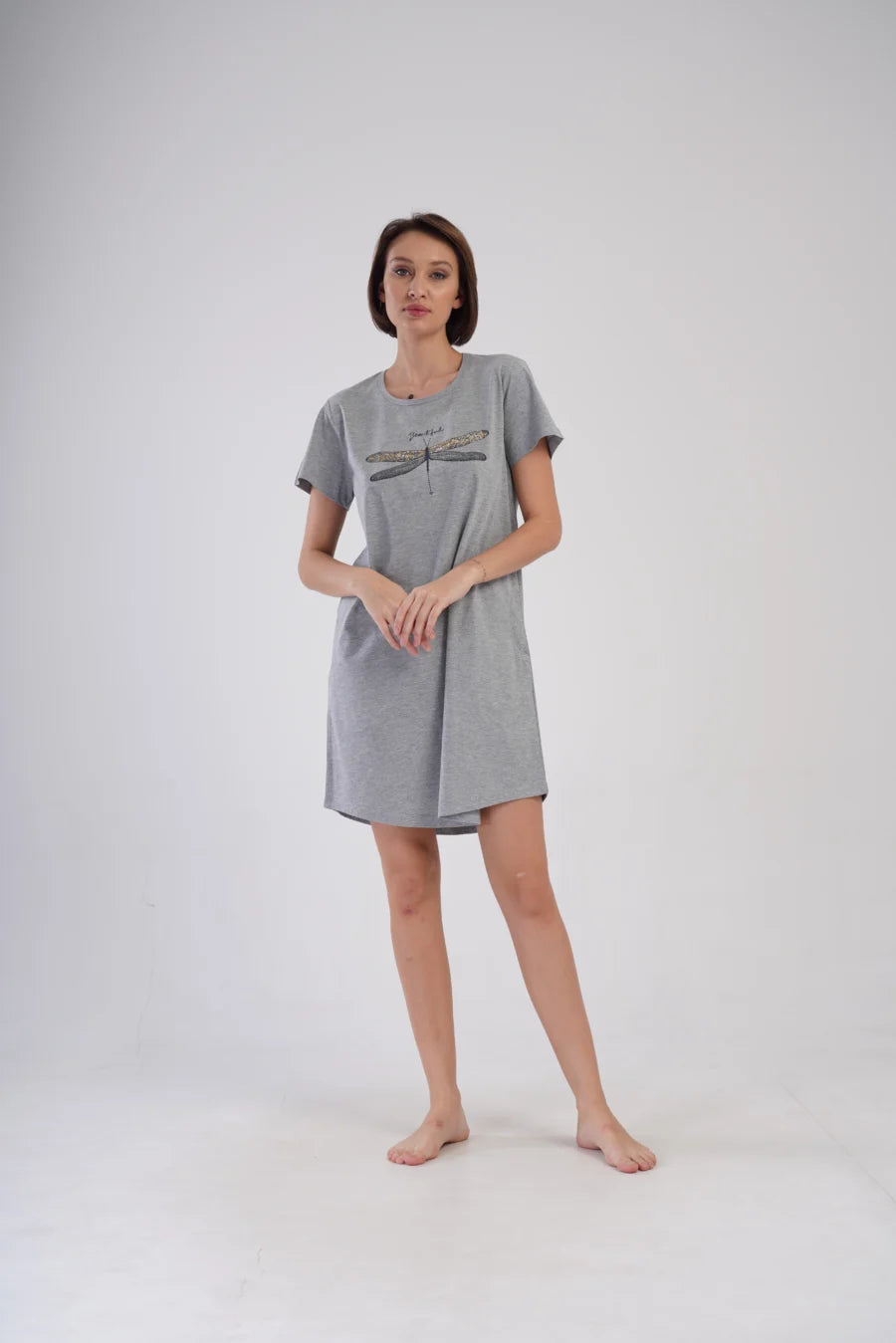 Koszula Nocna Damska Vienetta Beauty, Szary, r. 1XL - 4XL