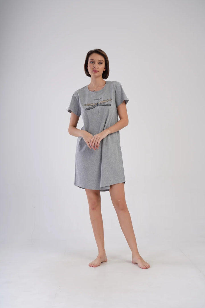 Koszula Nocna Damska Vienetta Beauty, Szary, r. 1XL - 4XL