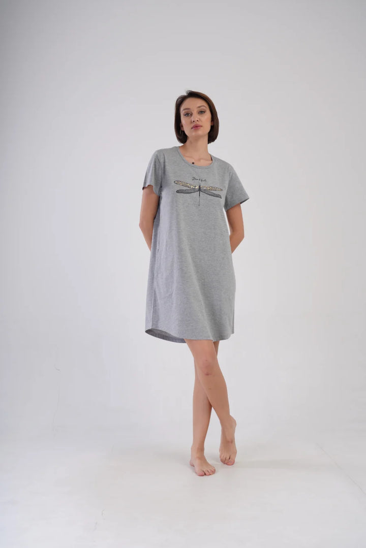 Koszula Nocna Damska Vienetta Beauty, Szary, r. 1XL - 4XL