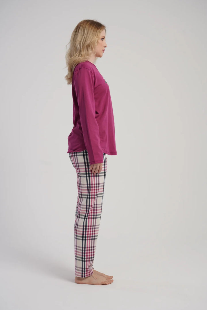 Piżama Damska Vienetta Star Comfort, Malinowy, r. 1XL-4XL