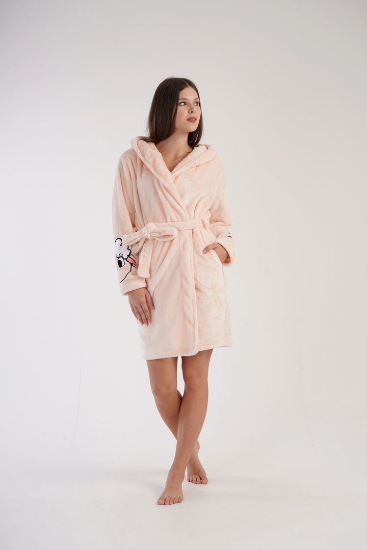 Szlafrok damski Vienetta Snug Haven, brzoskwiniowy, r. S-XL