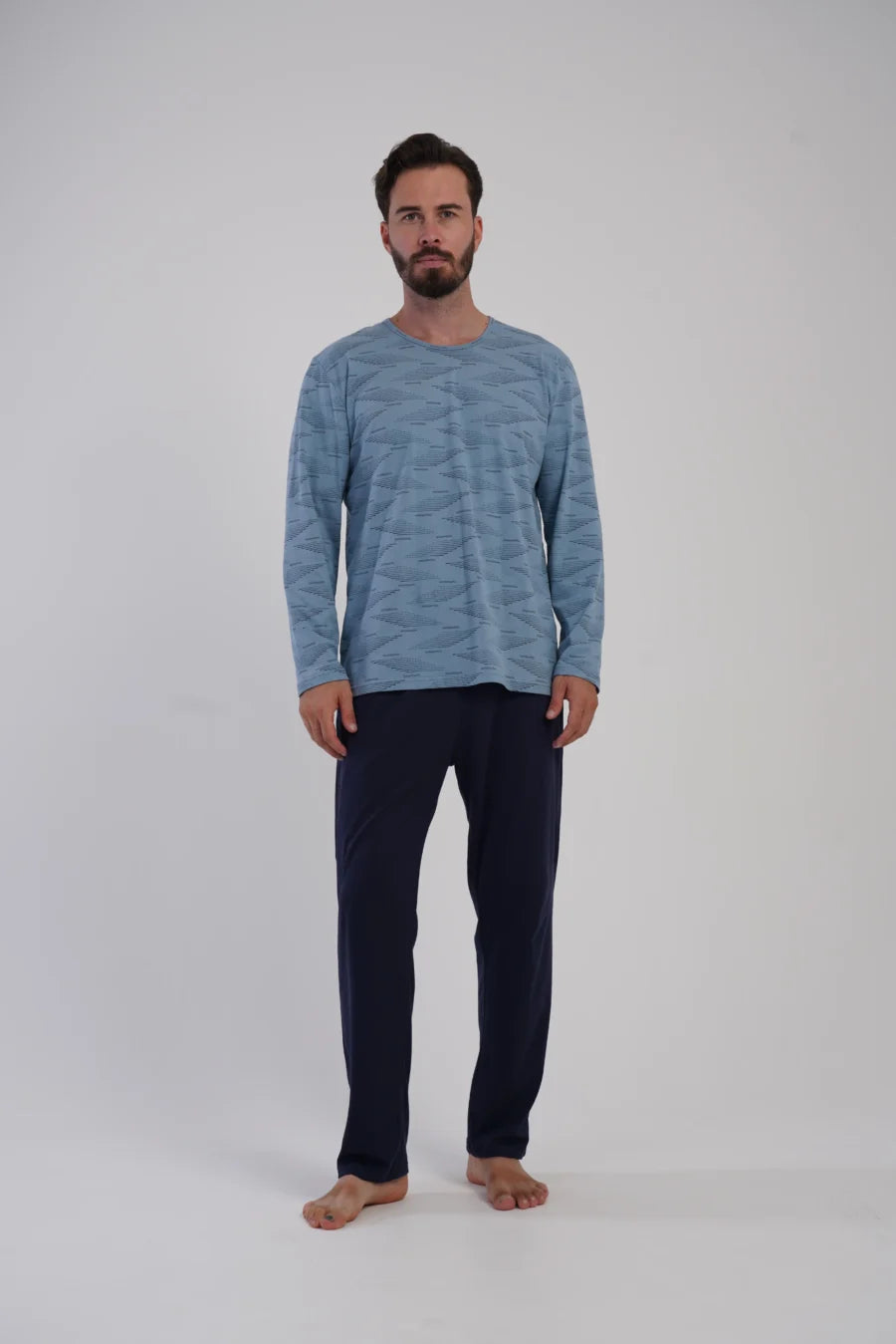 Piżama Męska Vienetta Blue Plaid, Niebieski, r. 1XL-4XL