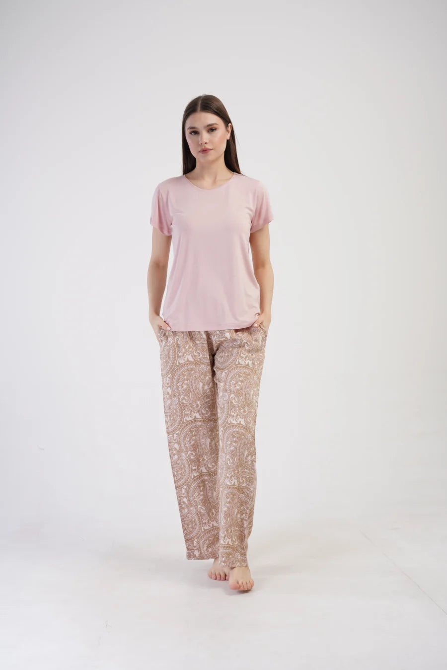 Piżama Damska Vienetta Pink pattern, Różowy, r. S-XL