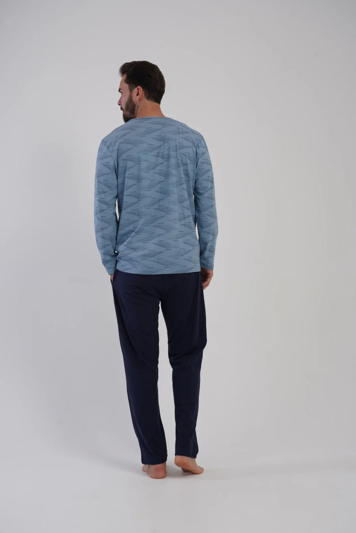 Piżama Męska Vienetta Blue Plaid, Niebieski, r. 1XL-4XL